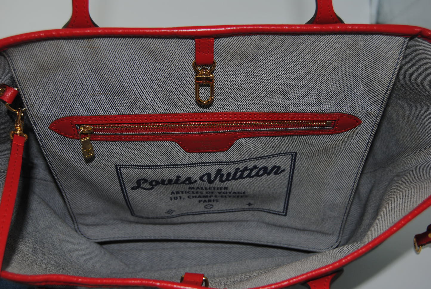 Louis Vuitton Neverfull Tote Damier and Monogram Patchwork Denim MM