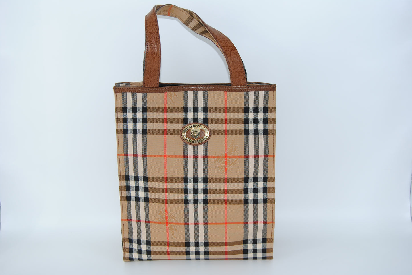 Burberry Coated Canvas Tote Handle Brown