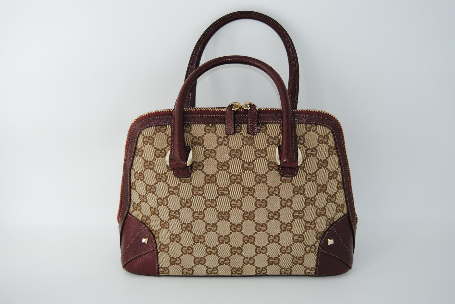 Gucci Monogram Medium Horsebit Burgundy