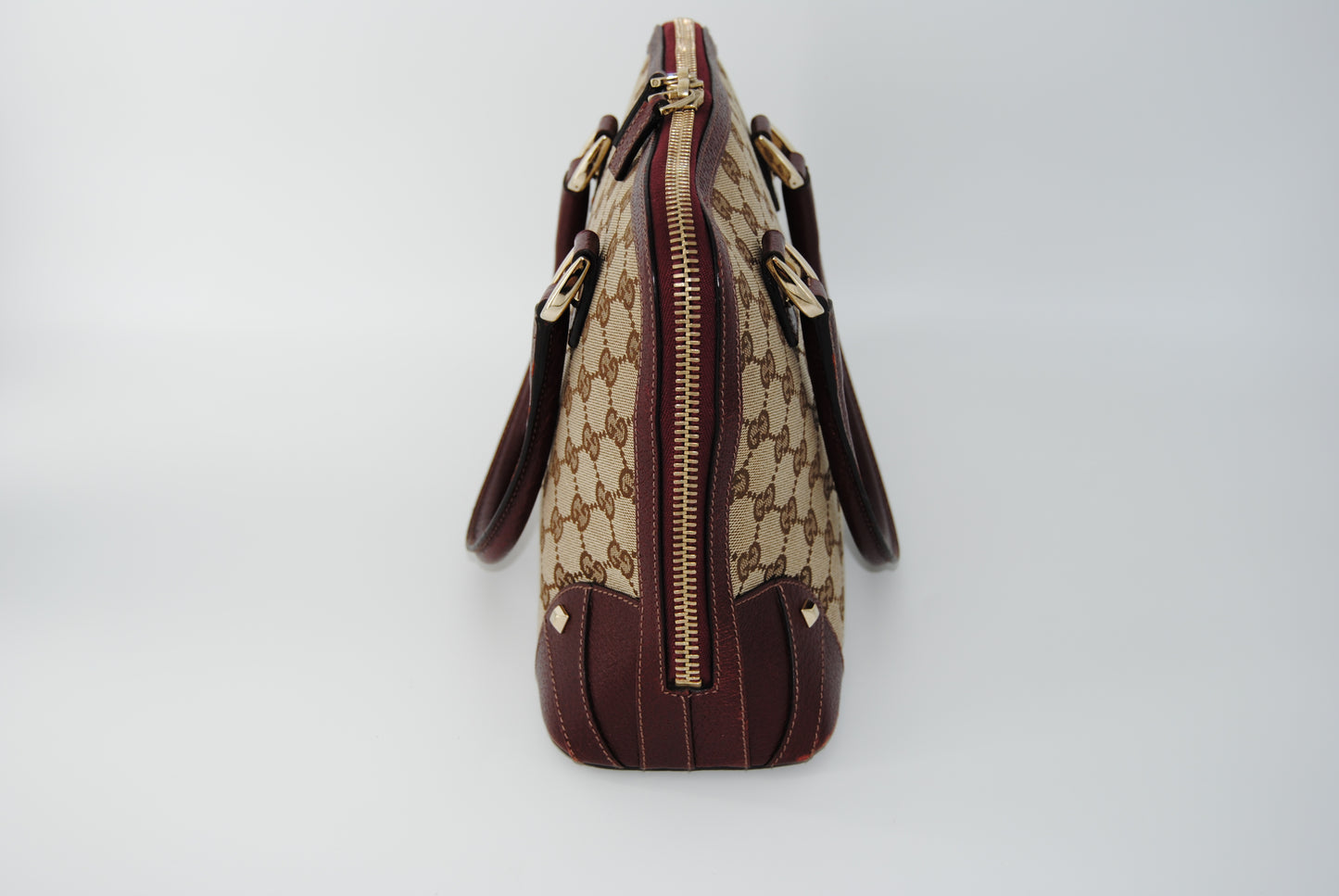 Gucci Monogram Medium Horsebit Burgundy