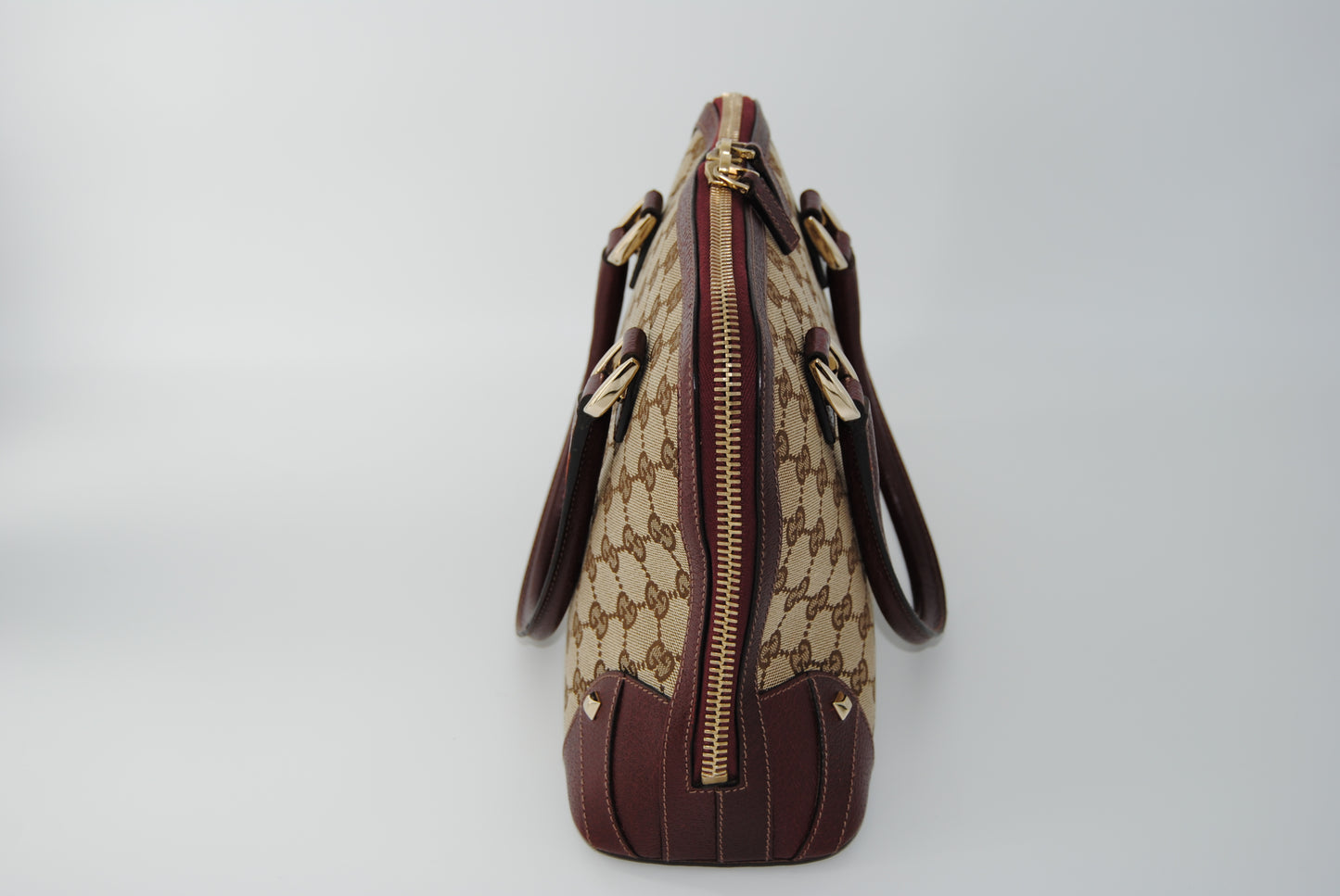 Gucci Monogram Medium Horsebit Burgundy