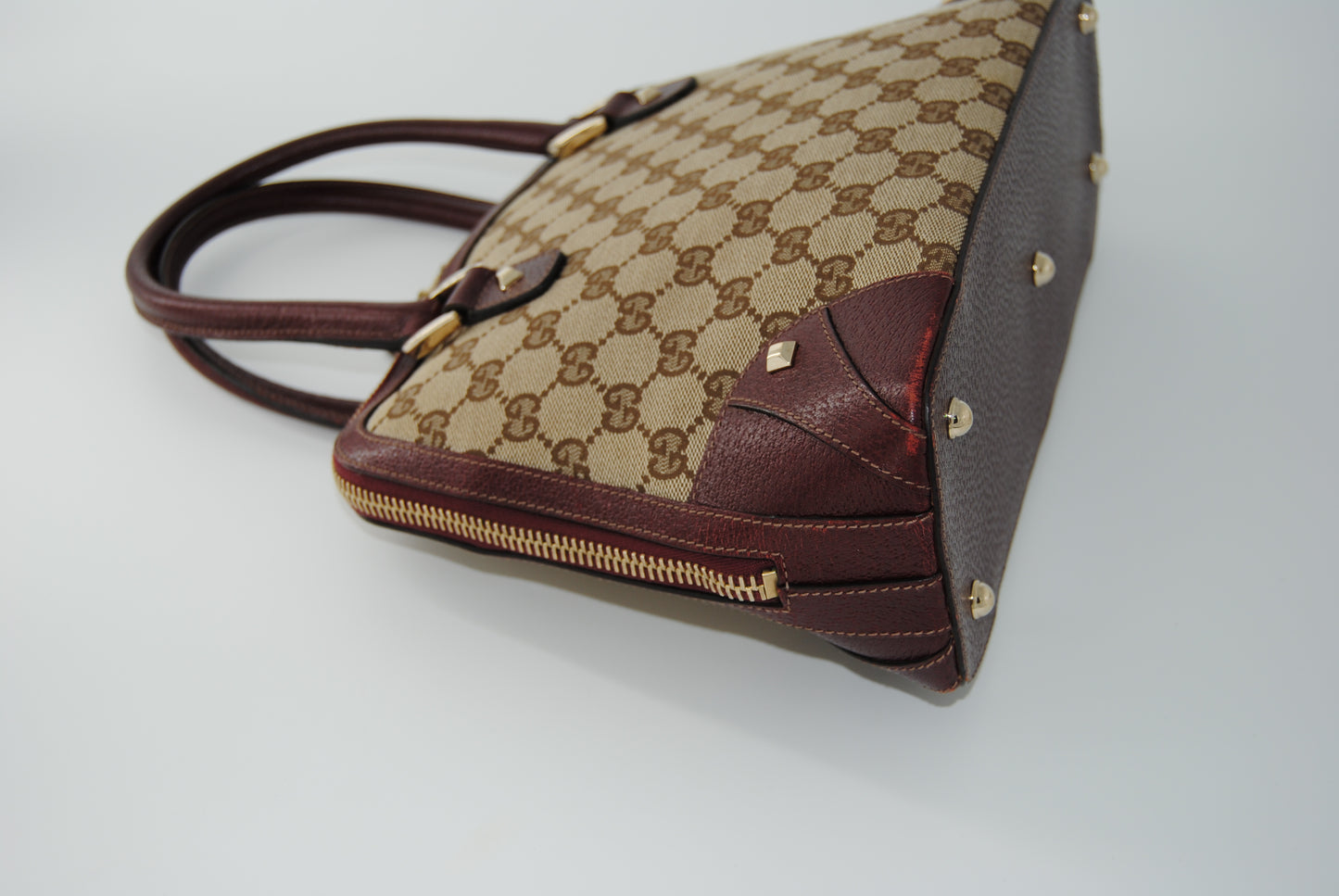 Gucci Monogram Medium Horsebit Burgundy