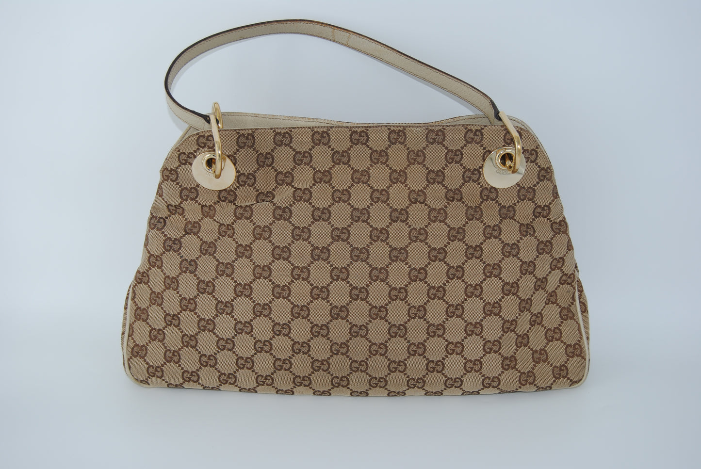 Gucci Brown GG Canvas Eclipse Tote Bag White Beige Pre- Owned