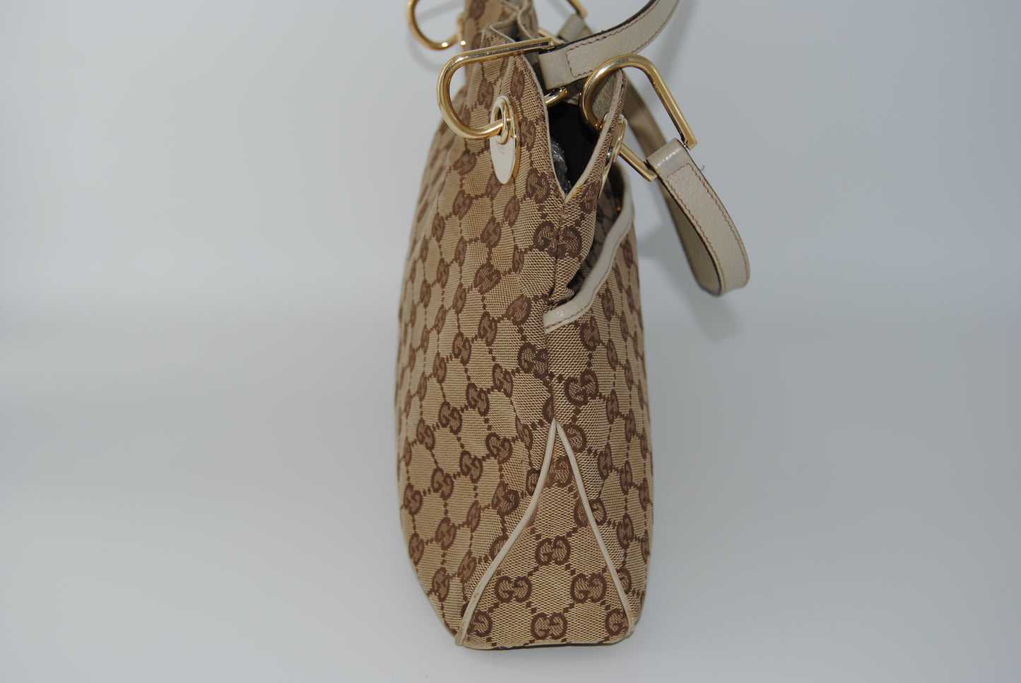 Gucci Brown GG Canvas Eclipse Tote Bag White Beige Pre- Owned