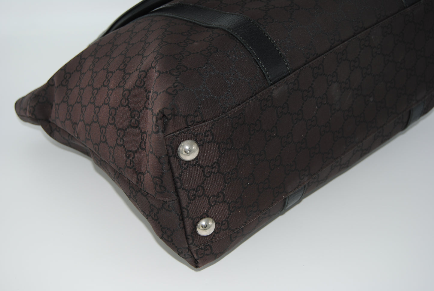 Gucci GG Canvas Dark Brown Outlet Nylon Leather Tote