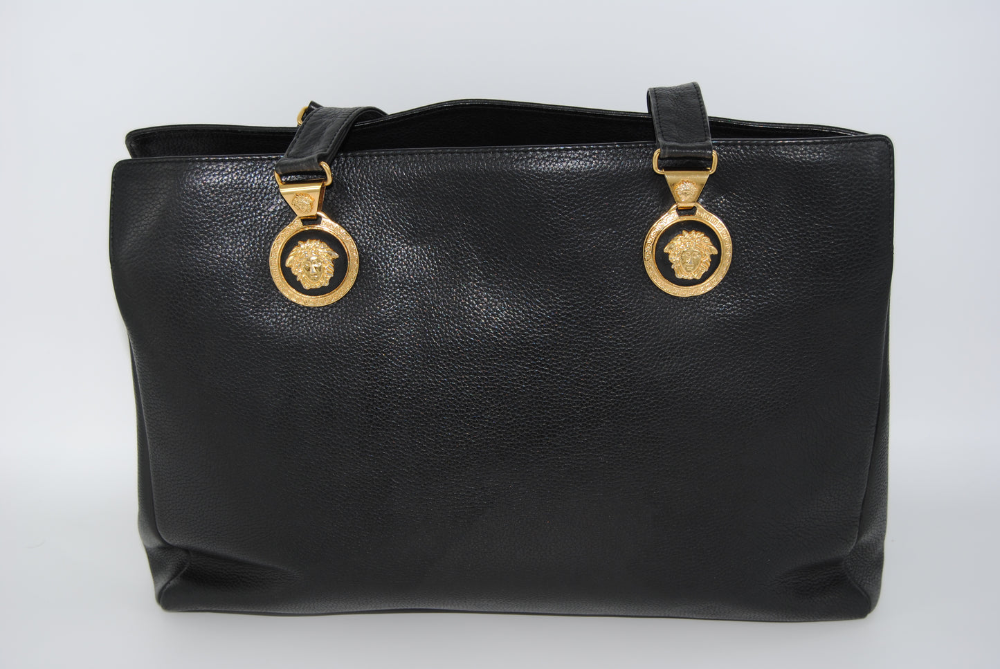 Gianni Versace Black Leather Black Tote Vintage