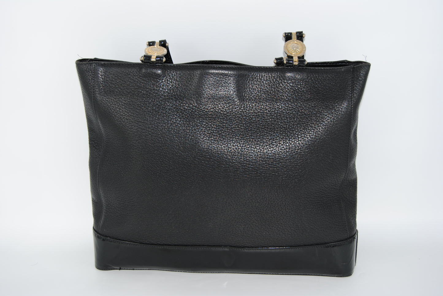 Gianni Versace Medusa Black Exquisite Leather Patent Handles