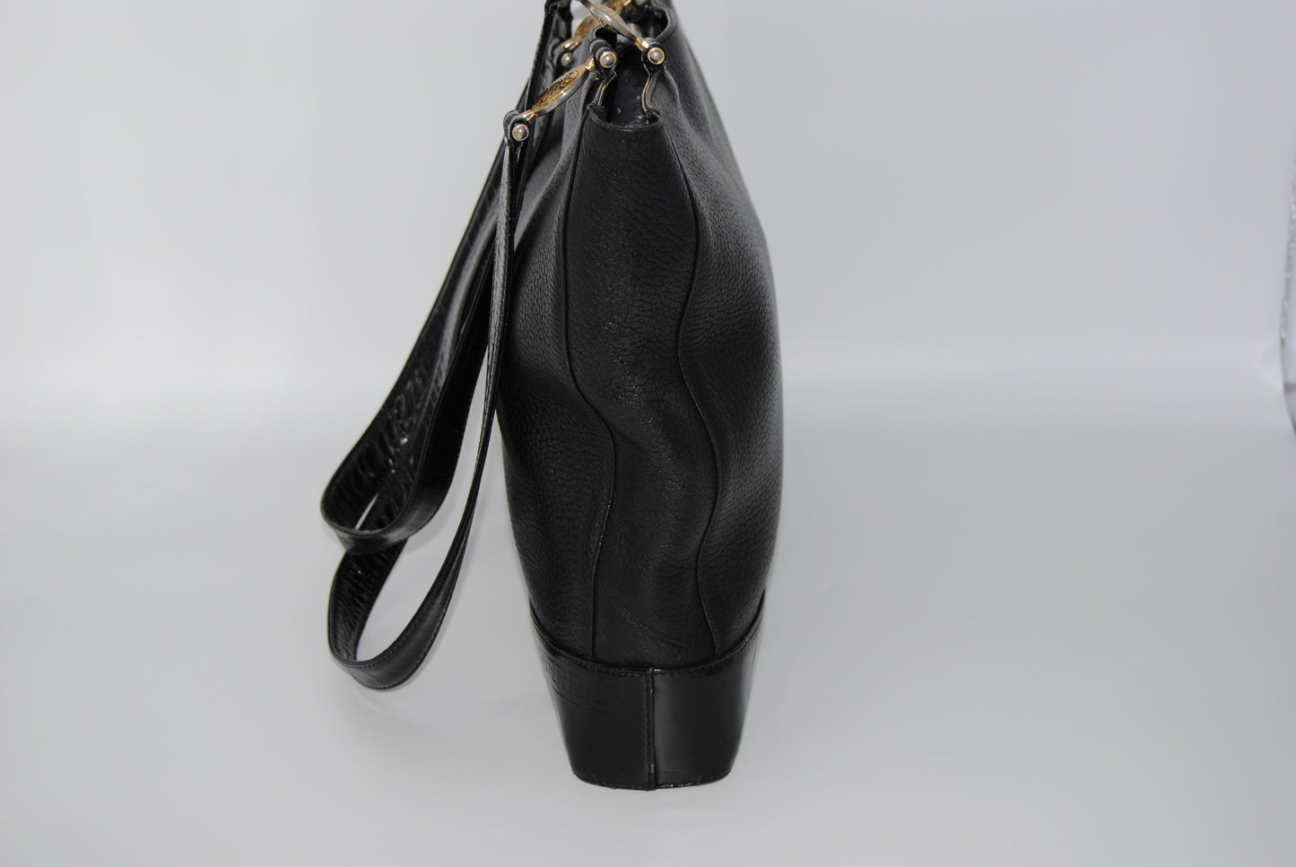 Gianni Versace Medusa Black Exquisite Leather Patent Handles