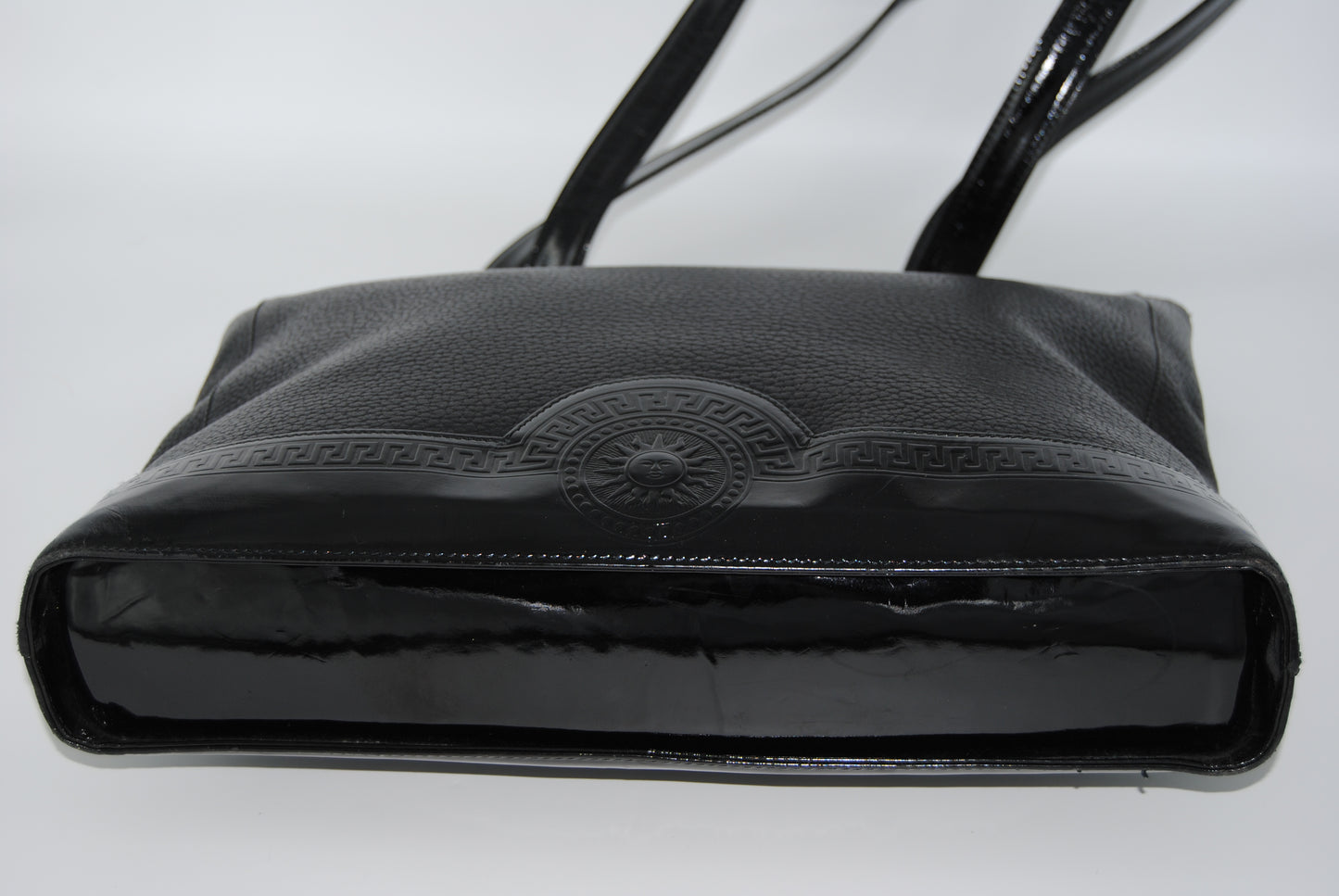 Gianni Versace Medusa Black Exquisite Leather Patent Handles