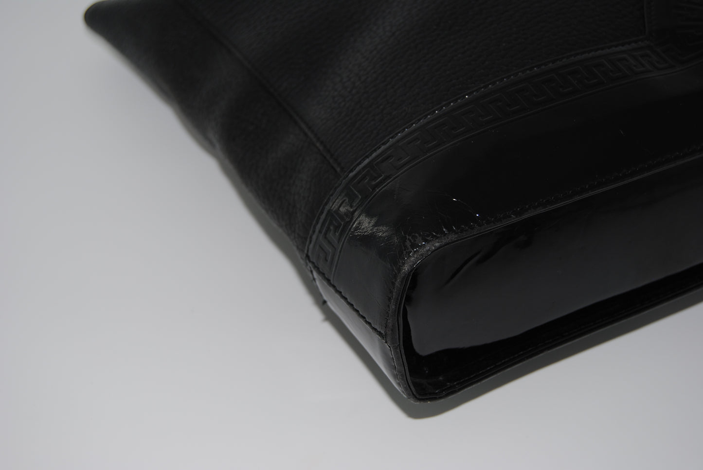 Gianni Versace Medusa Black Exquisite Leather Patent Handles
