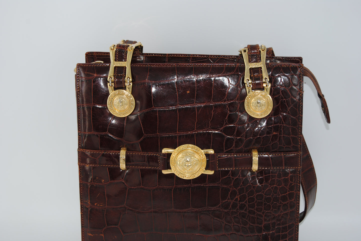 Gianni Versace Embossed Medusa Shoulder Bag