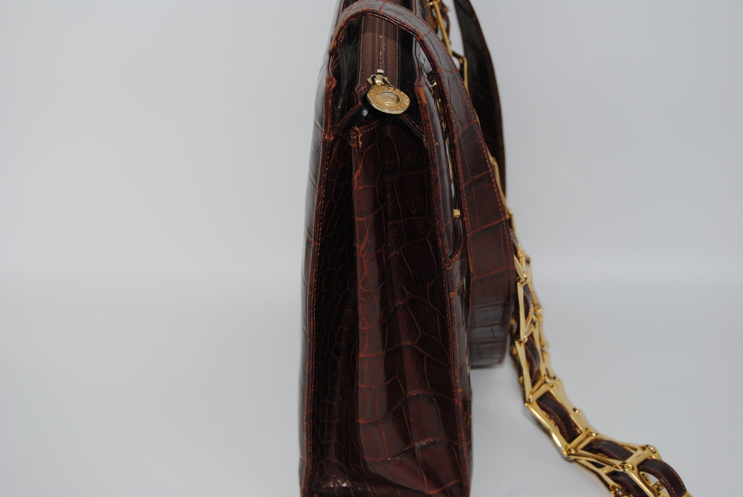 Gianni Versace Embossed Medusa Shoulder Bag