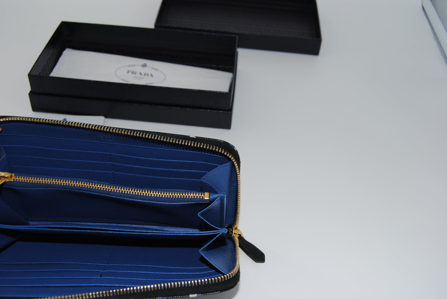 Prada Saffiano Floral Black Pre Owned