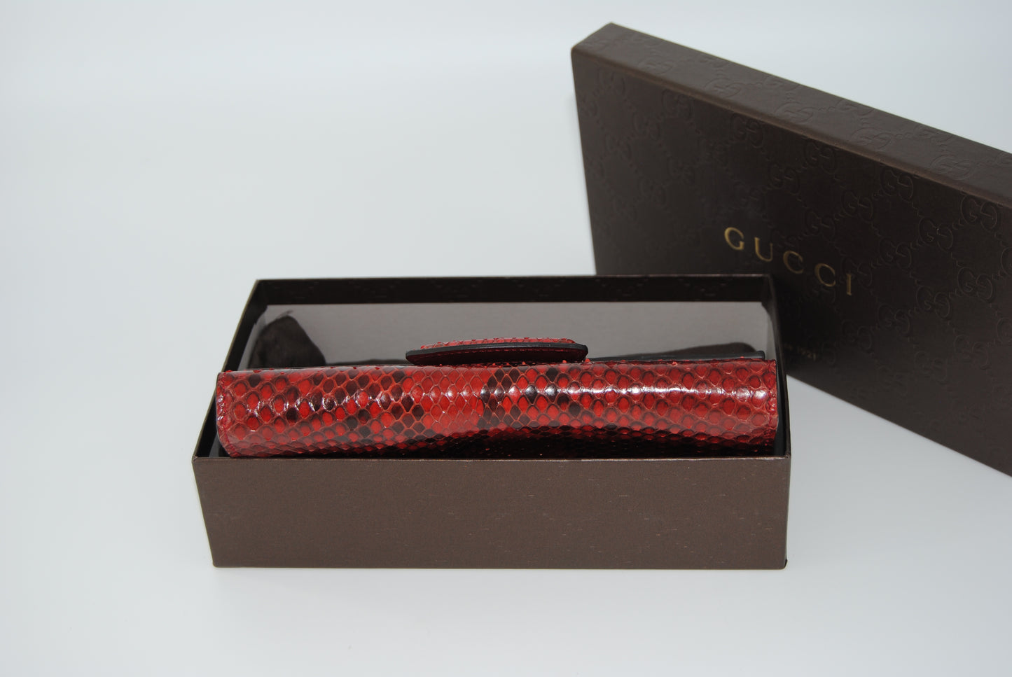 Gucci Python Bamboo Red Pre Owned