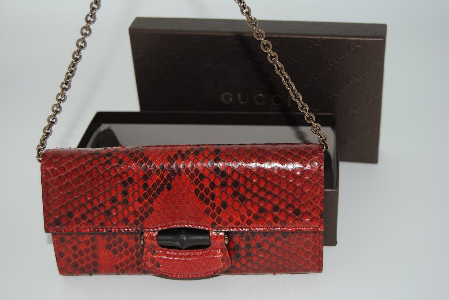 Gucci Python Bamboo Red Pre Owned