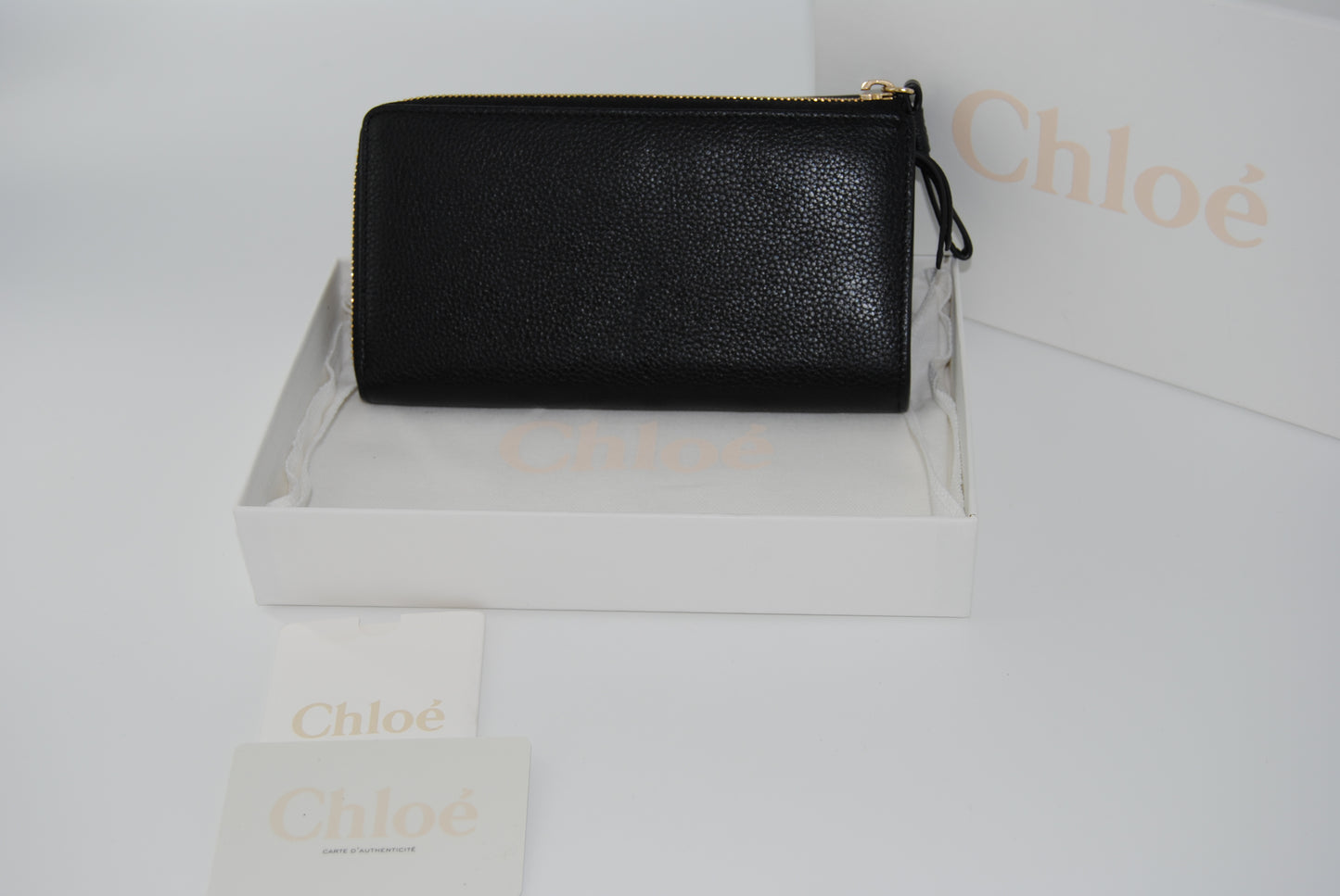 Chloe Faye Leather Wallet Black Pre Owned