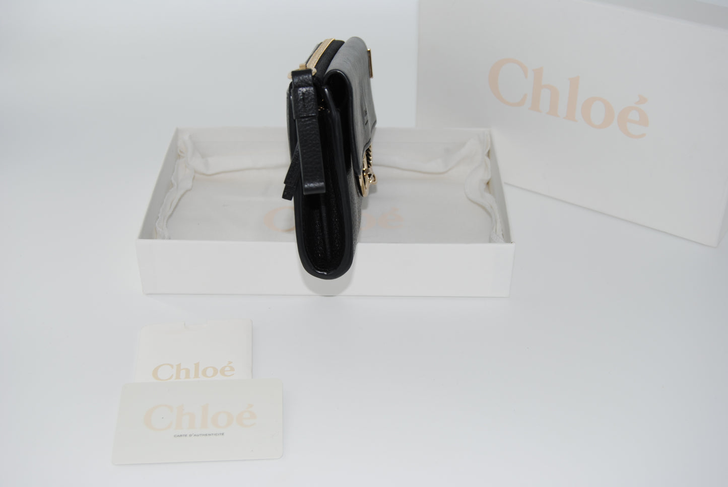 Chloe Faye Leather Wallet Black Pre Owned