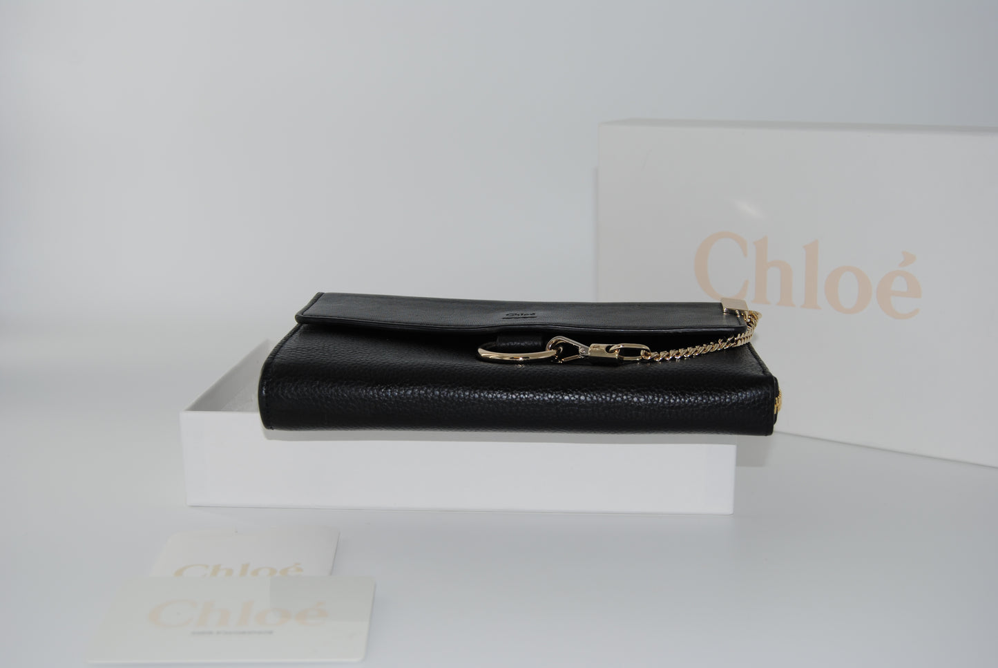 Chloe Faye Leather Wallet Black Pre Owned