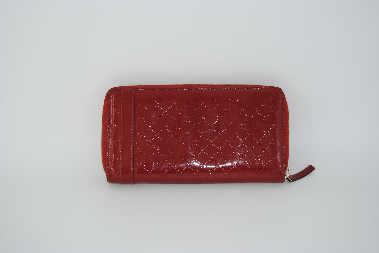 Gucci RED Microguccissima Patent Leather Zip Around Wallet