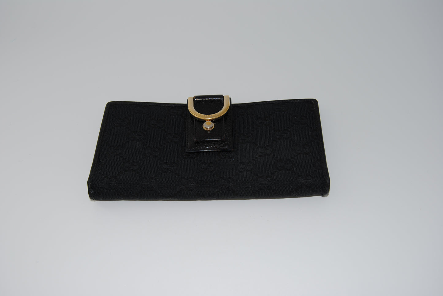 Gucci Black GG Canvas Continental Wallet Pre Owned