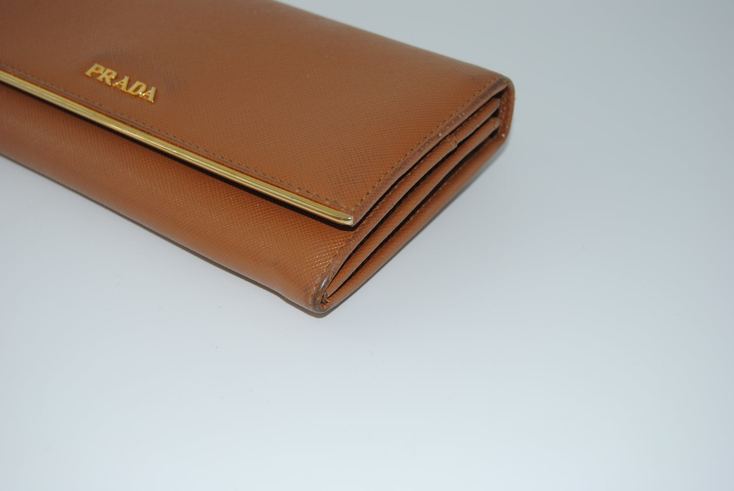 Prada Caramel Leather Envelope Wallet Pre Owned