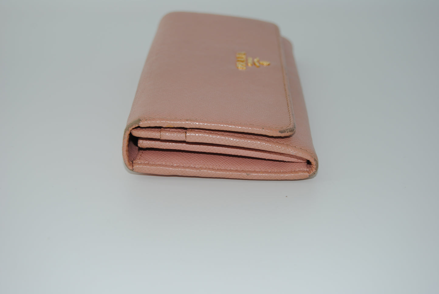 Prada Large Saffiano Leather Wallet Pink Pre Owned