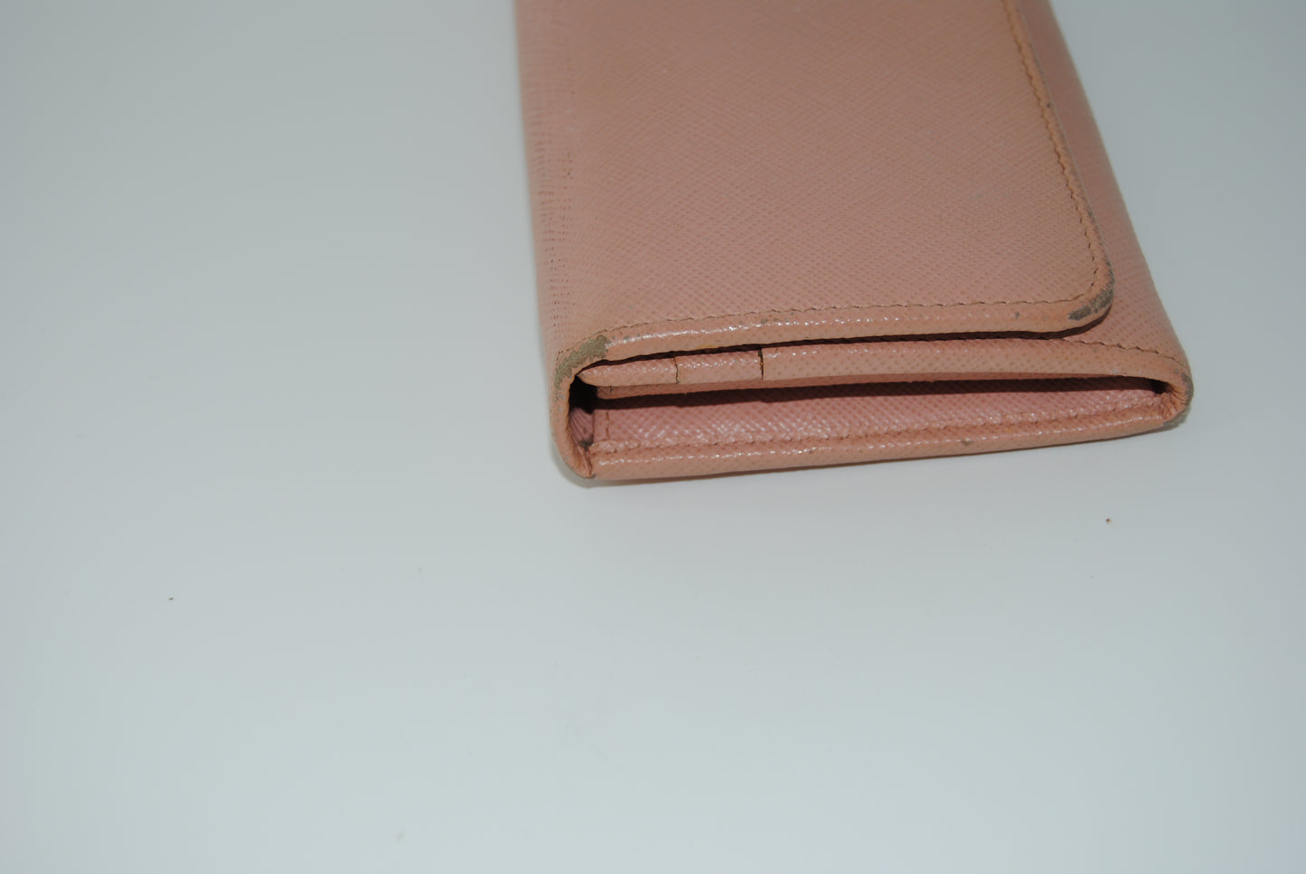 Prada Large Saffiano Leather Wallet Pink Pre Owned