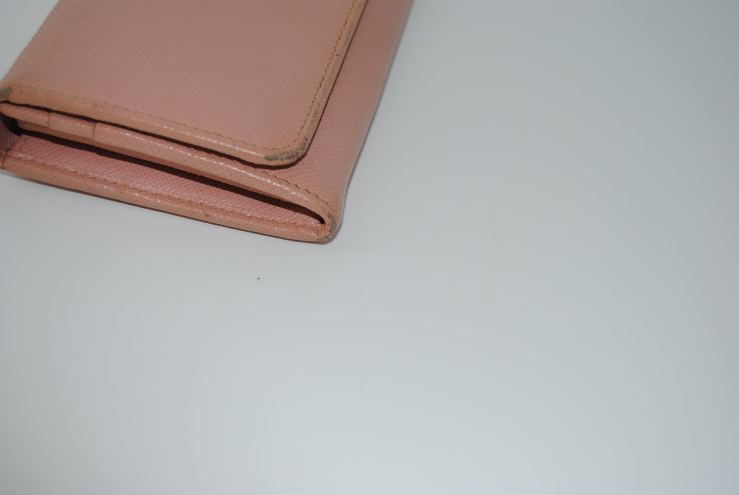 Prada Large Saffiano Leather Wallet Pink Pre Owned