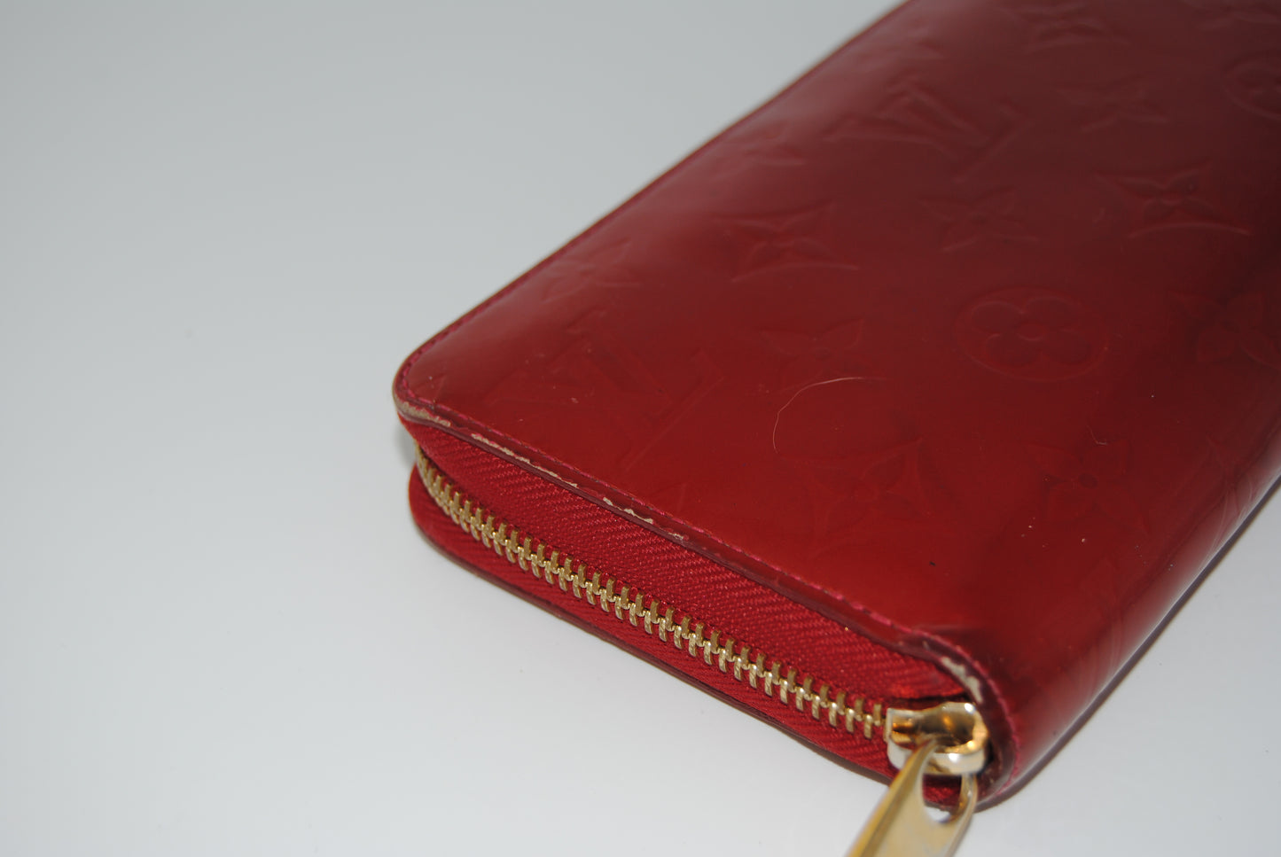Louis Vuitton Monogram Vernis Portefeuille Zippy Red Wallet Pre Owned
