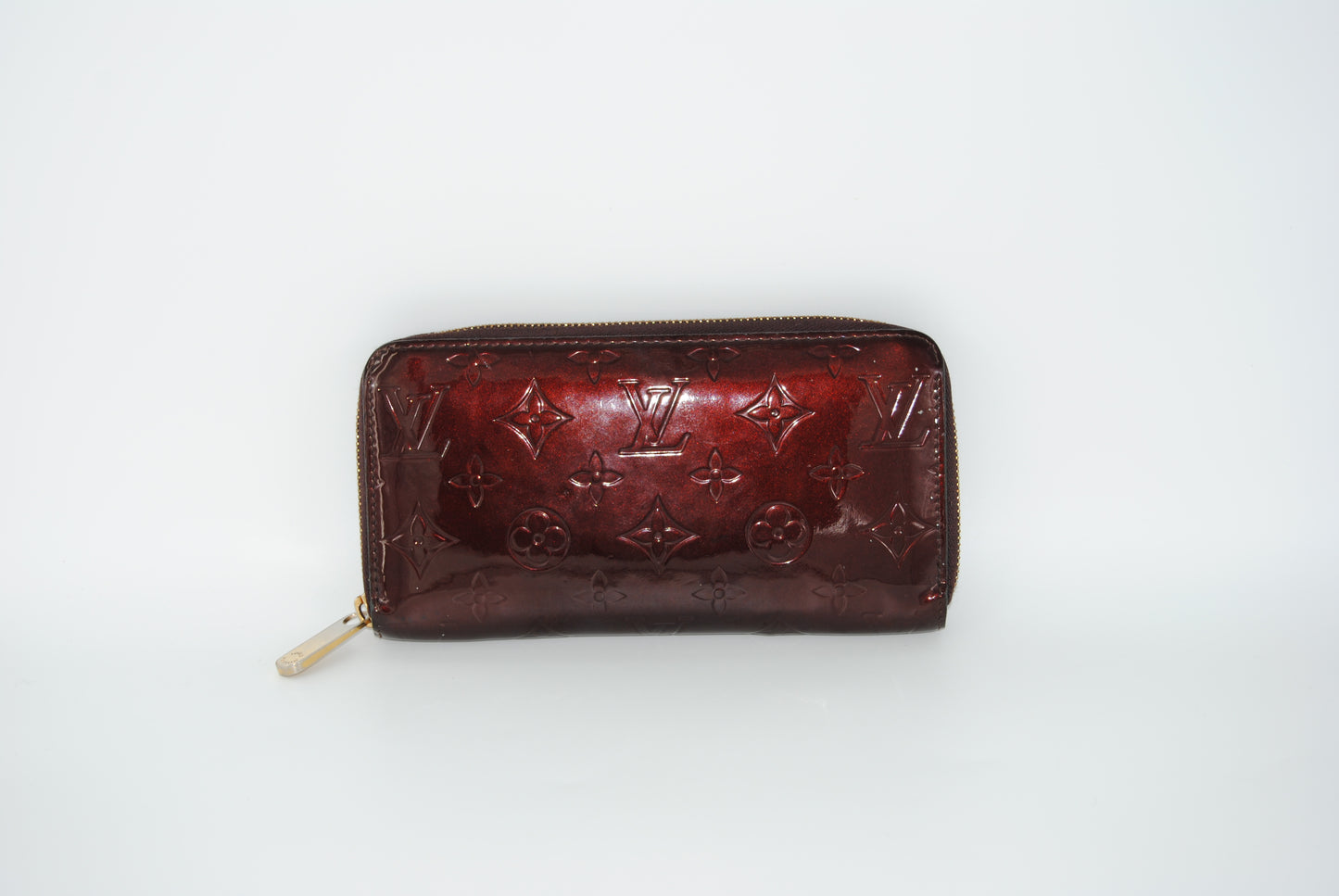 Louis Vuitton Zippy Leather Patent Long Wallet Rouge Pre Owned