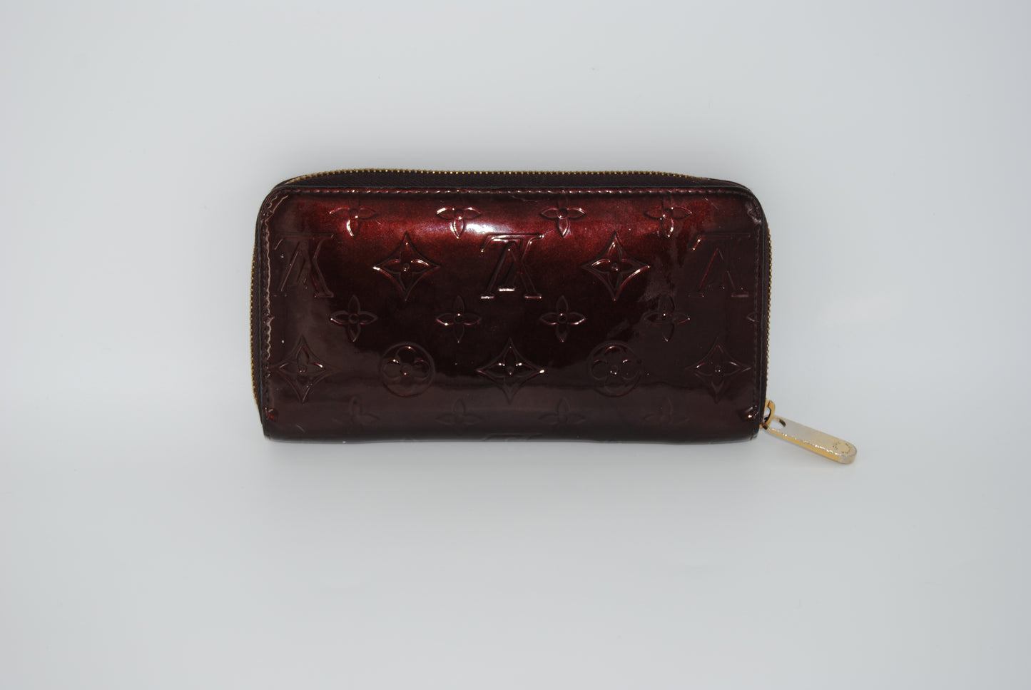 Louis Vuitton Zippy Leather Patent Long Wallet Rouge Pre Owned