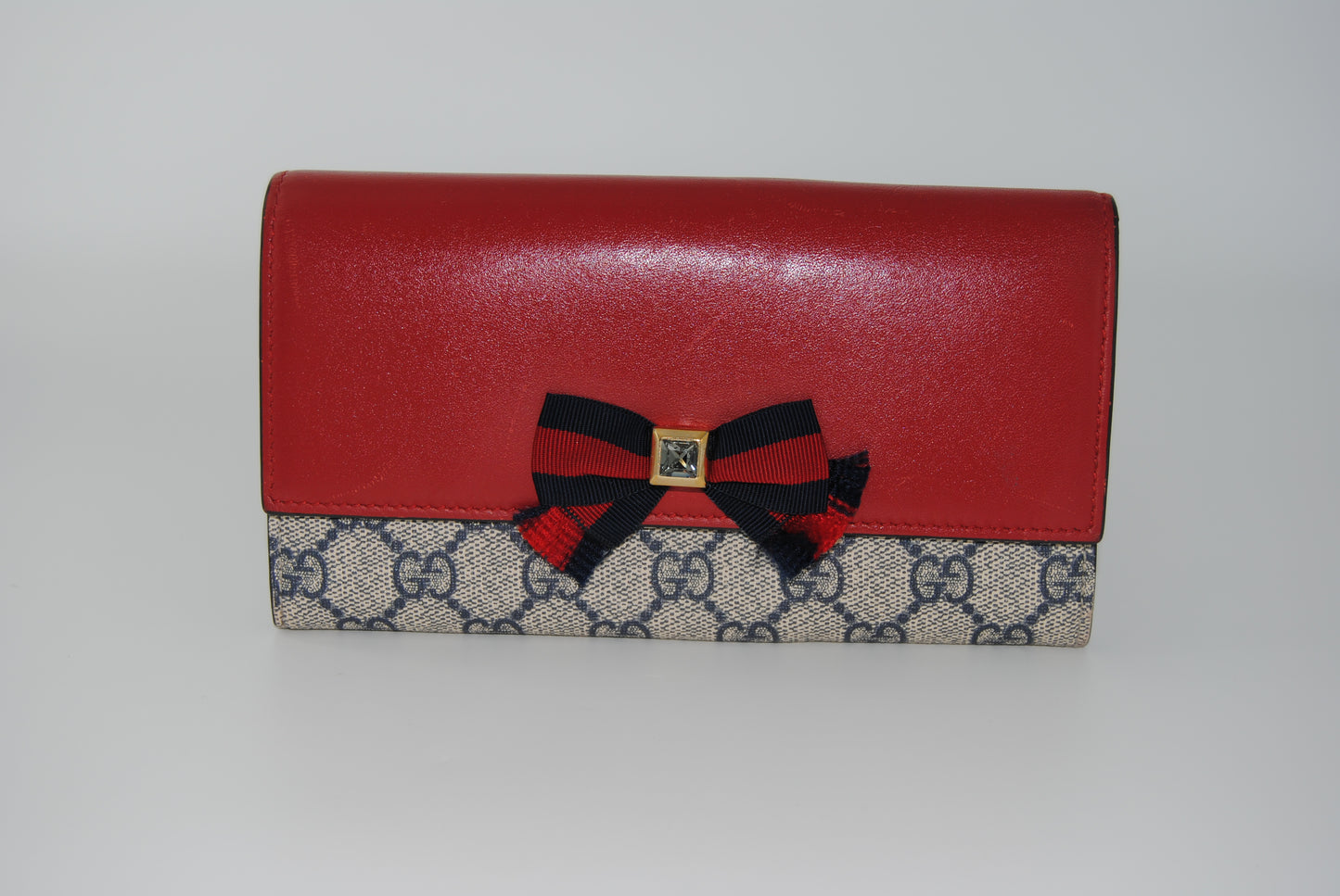 Gucci Bown Continental Wallet GG Coated Canvas and Leather Pre Owned
