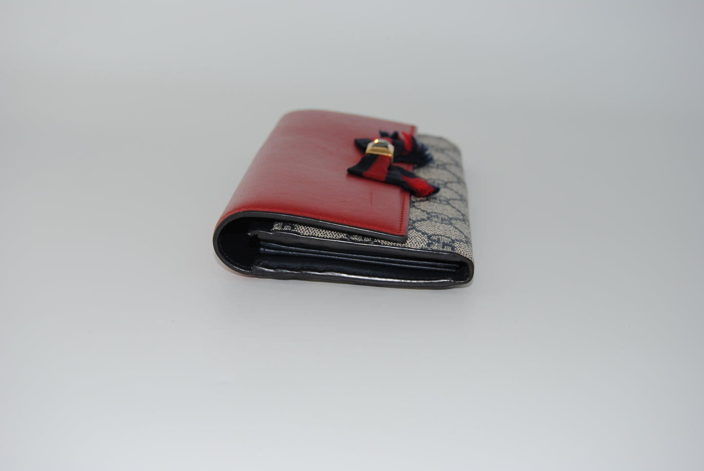 Gucci Bown Continental Wallet GG Coated Canvas and Leather Pre Owned