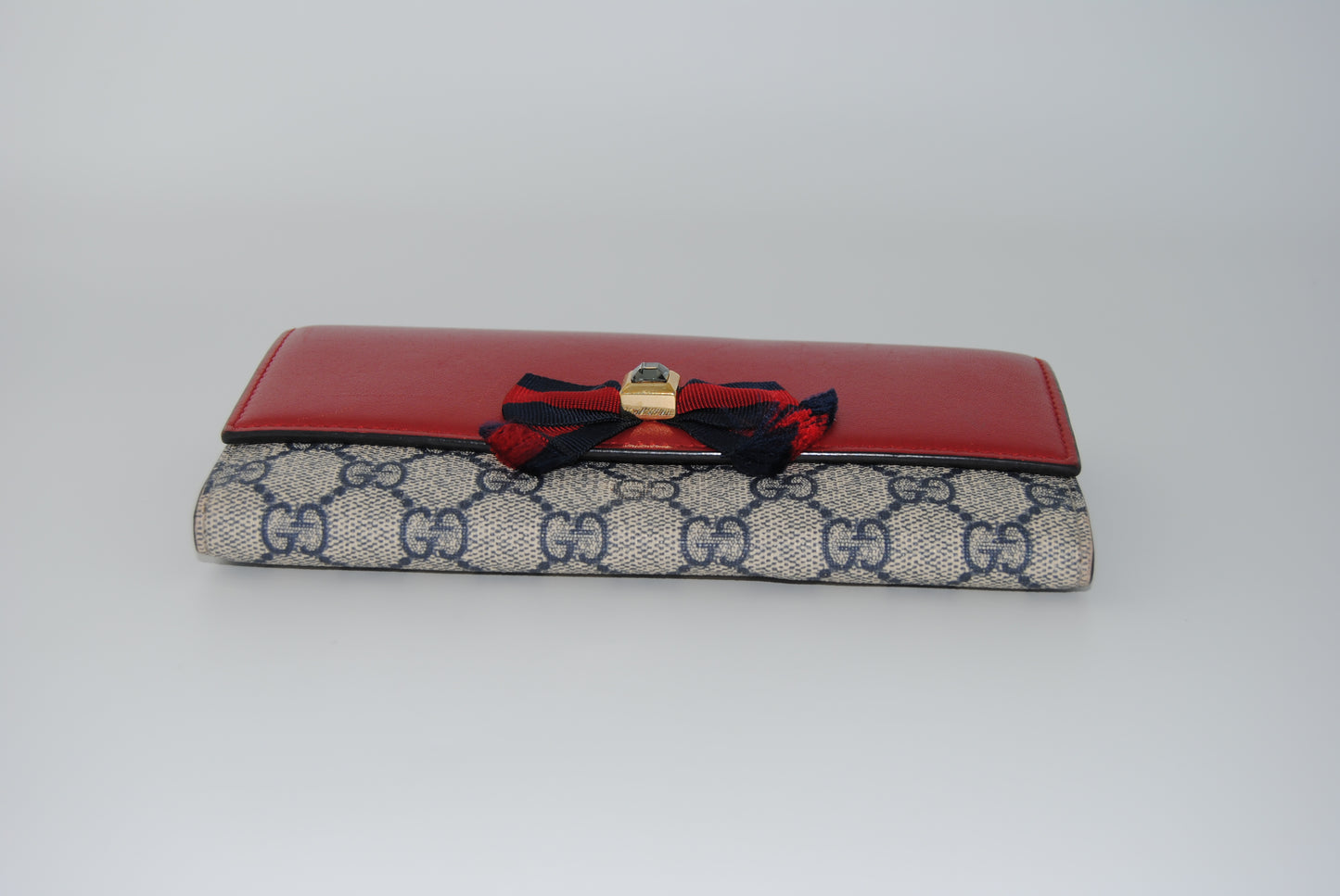 Gucci Bown Continental Wallet GG Coated Canvas and Leather Pre Owned