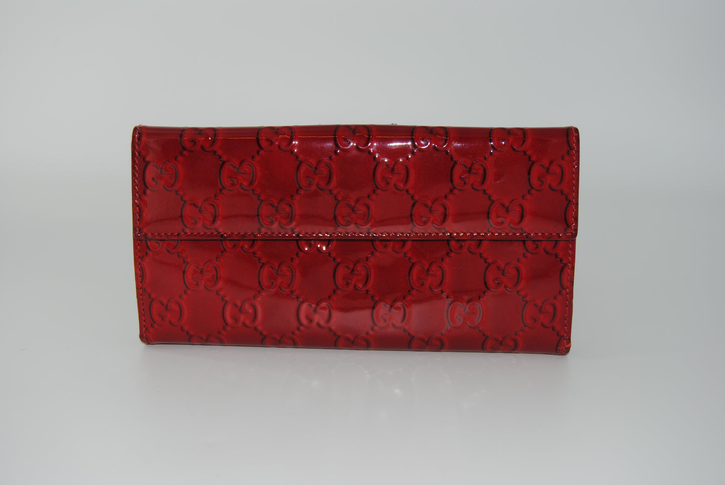 Gucci Red Microguccissima Patent Leather Heart Continental Wallet