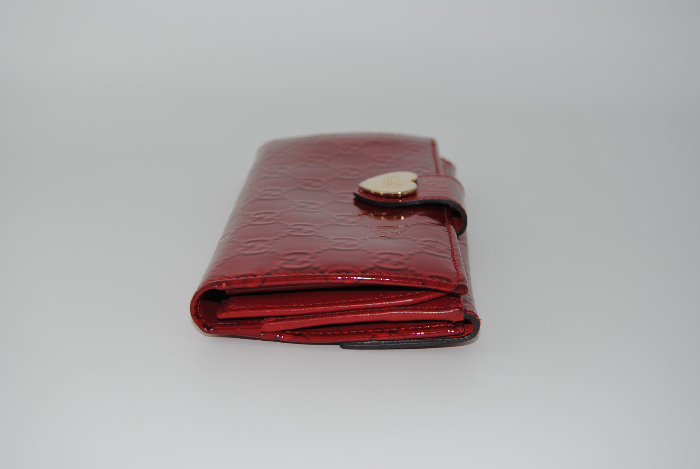 Gucci Red Microguccissima Patent Leather Heart Continental Wallet