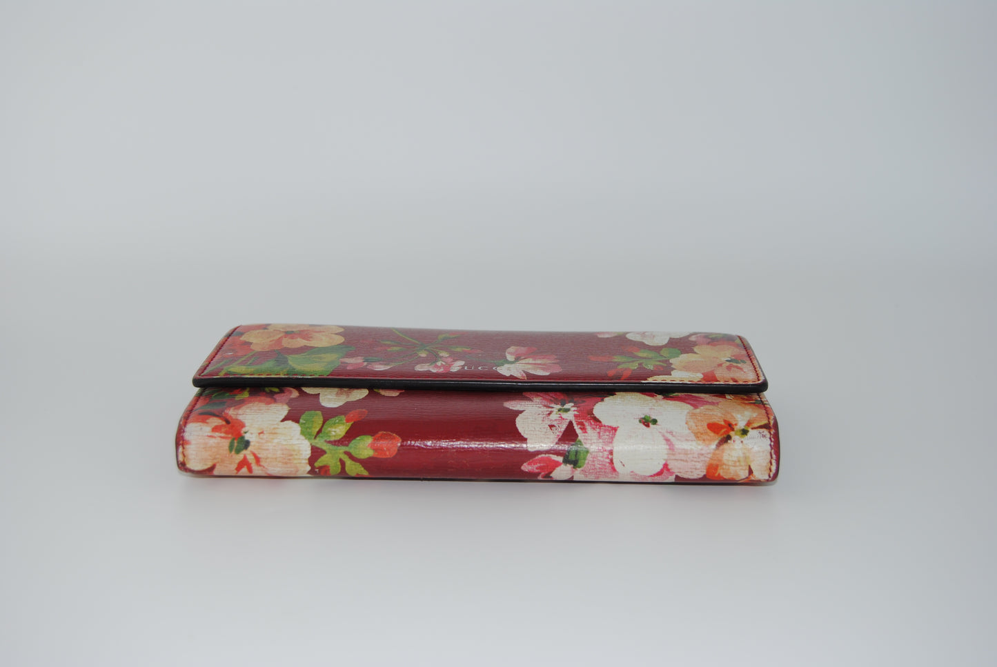 GUCCI GG Blooms Long Wallet with Hook Leather Red