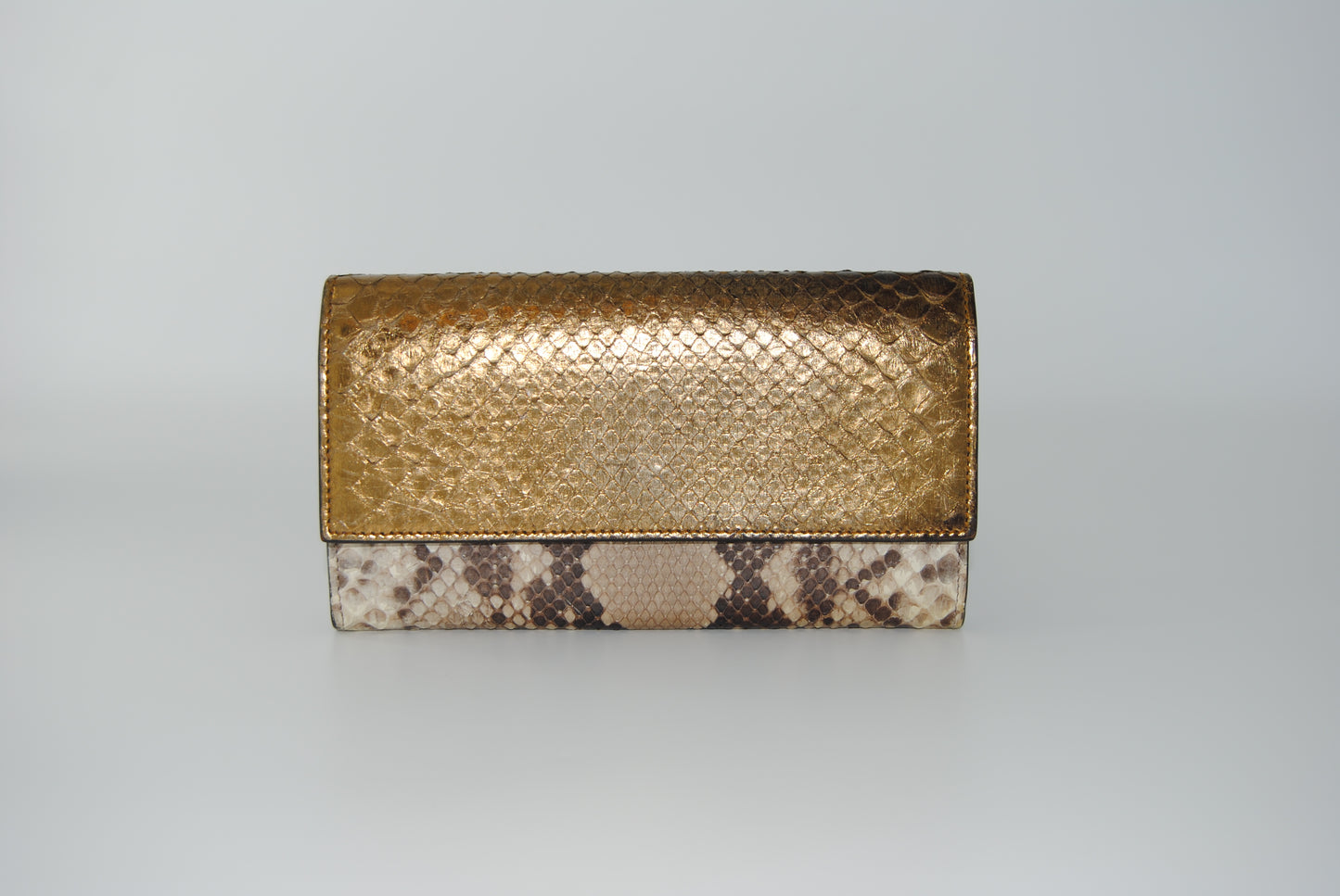 Gucci Bifold Long Wallet in Python, Gold and Blue