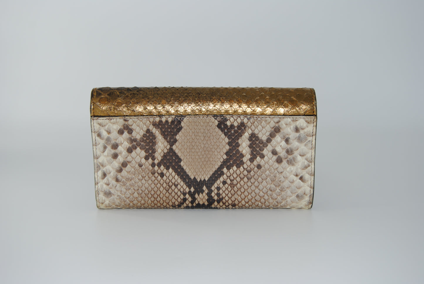Gucci Bifold Long Wallet in Python, Gold and Blue