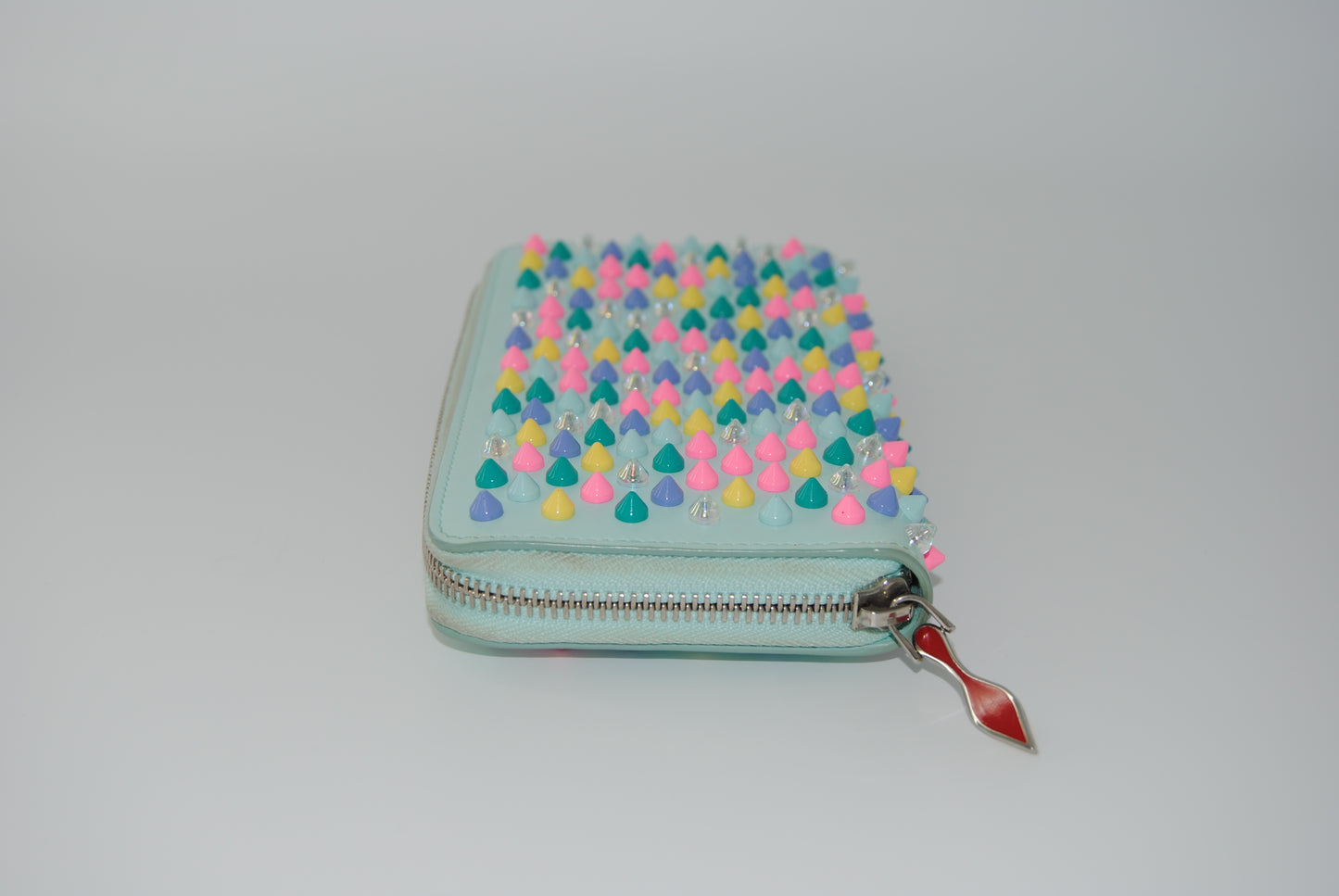 Christian Louboutin Long Wallet Panettone Studs Mint and Blue