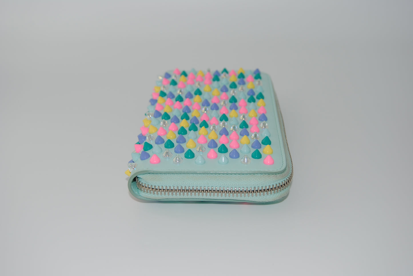 Christian Louboutin Long Wallet Panettone Studs Mint and Blue