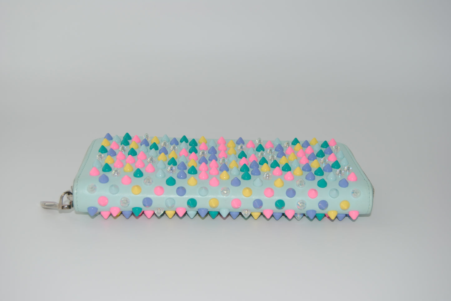 Christian Louboutin Long Wallet Panettone Studs Mint and Blue