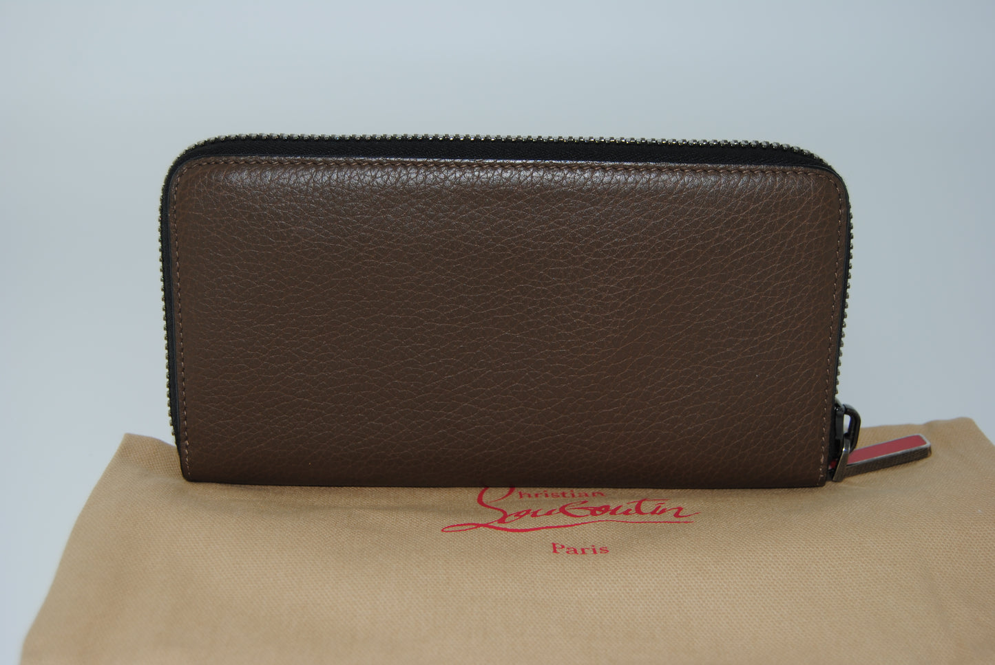 Christian Louboutin Brown Leather Panettone Zip Around Wallet