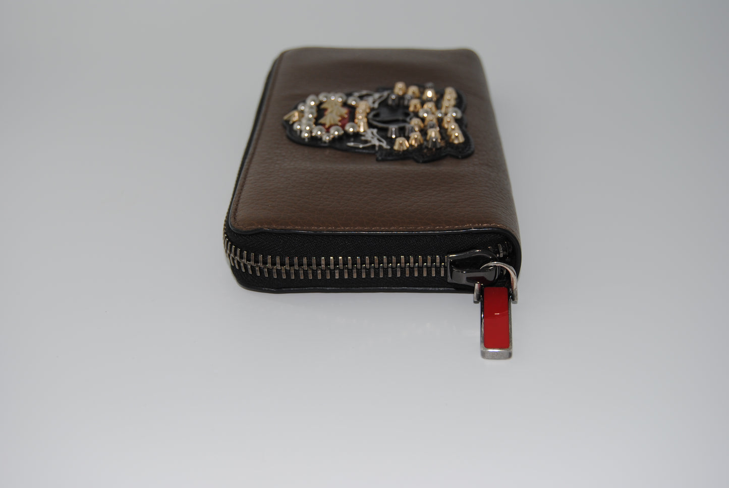 Christian Louboutin Brown Leather Panettone Zip Around Wallet