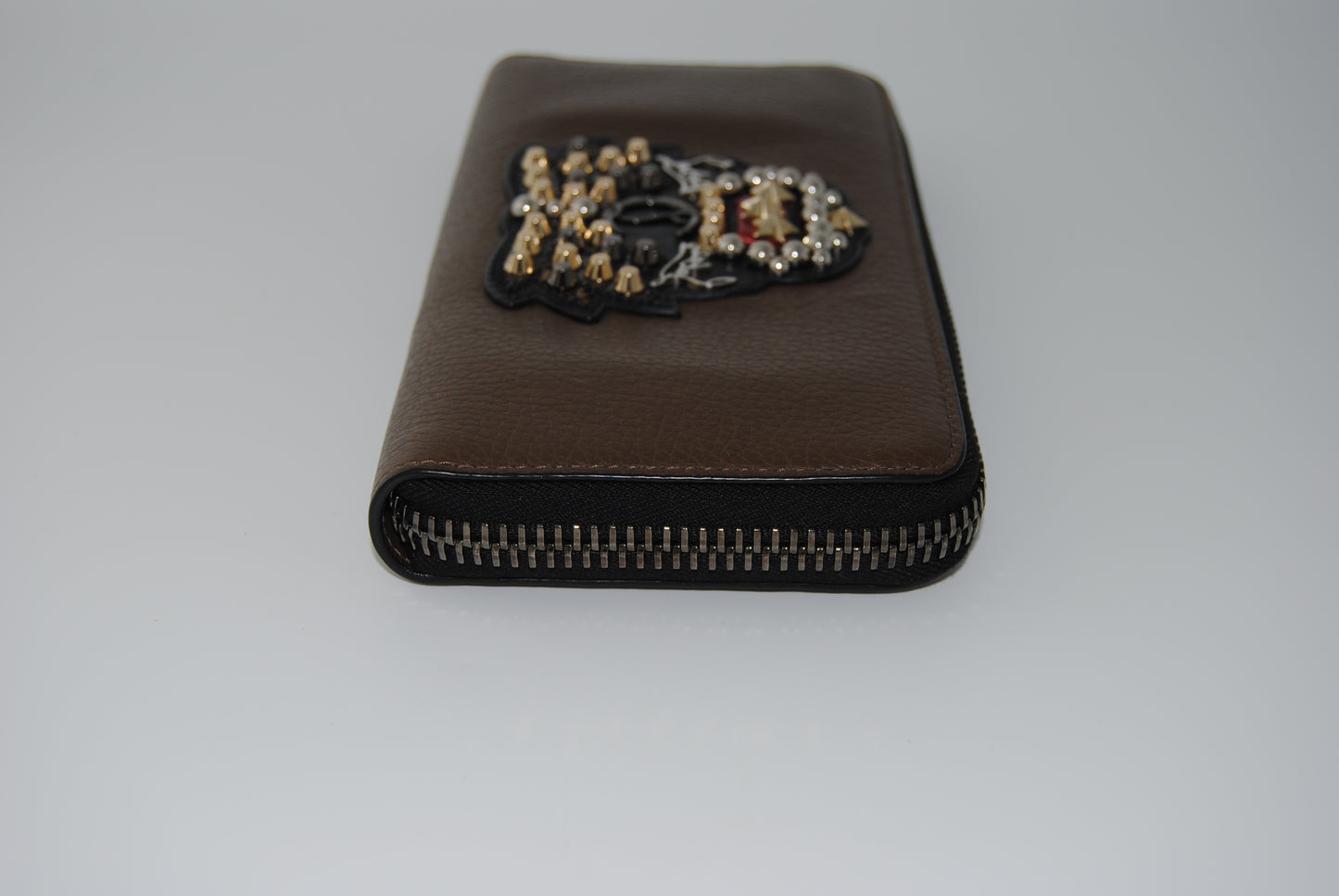 Christian Louboutin Brown Leather Panettone Zip Around Wallet