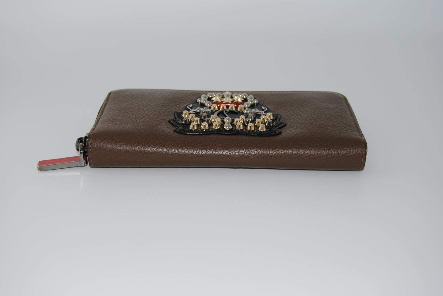 Christian Louboutin Brown Leather Panettone Zip Around Wallet
