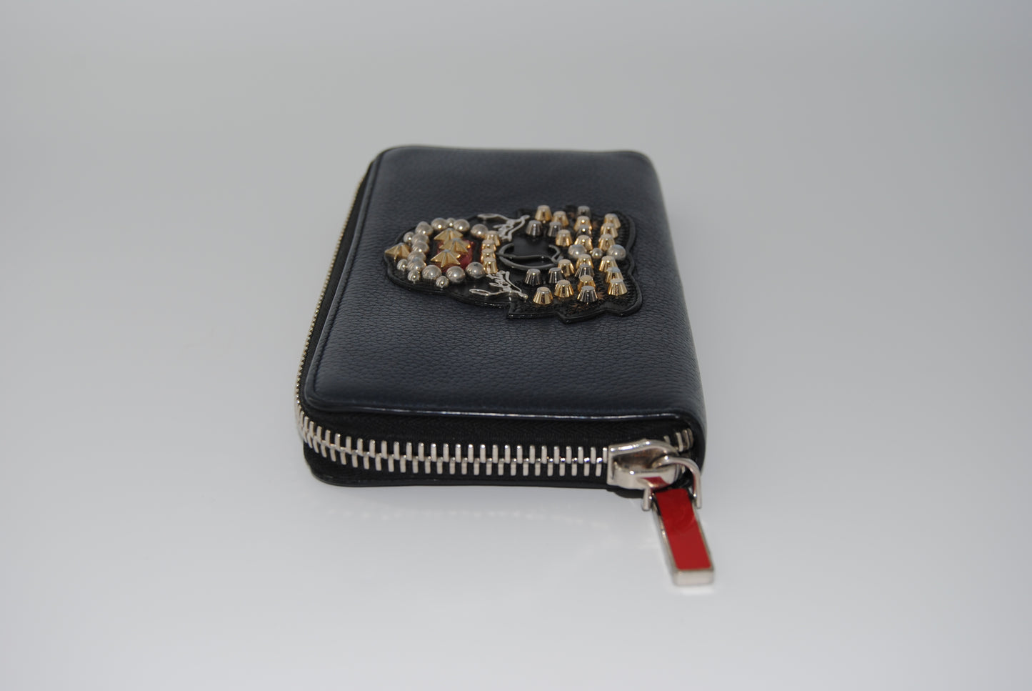 Christian Louboutin Blue Navy Leather Panettone Zip Around Wallet