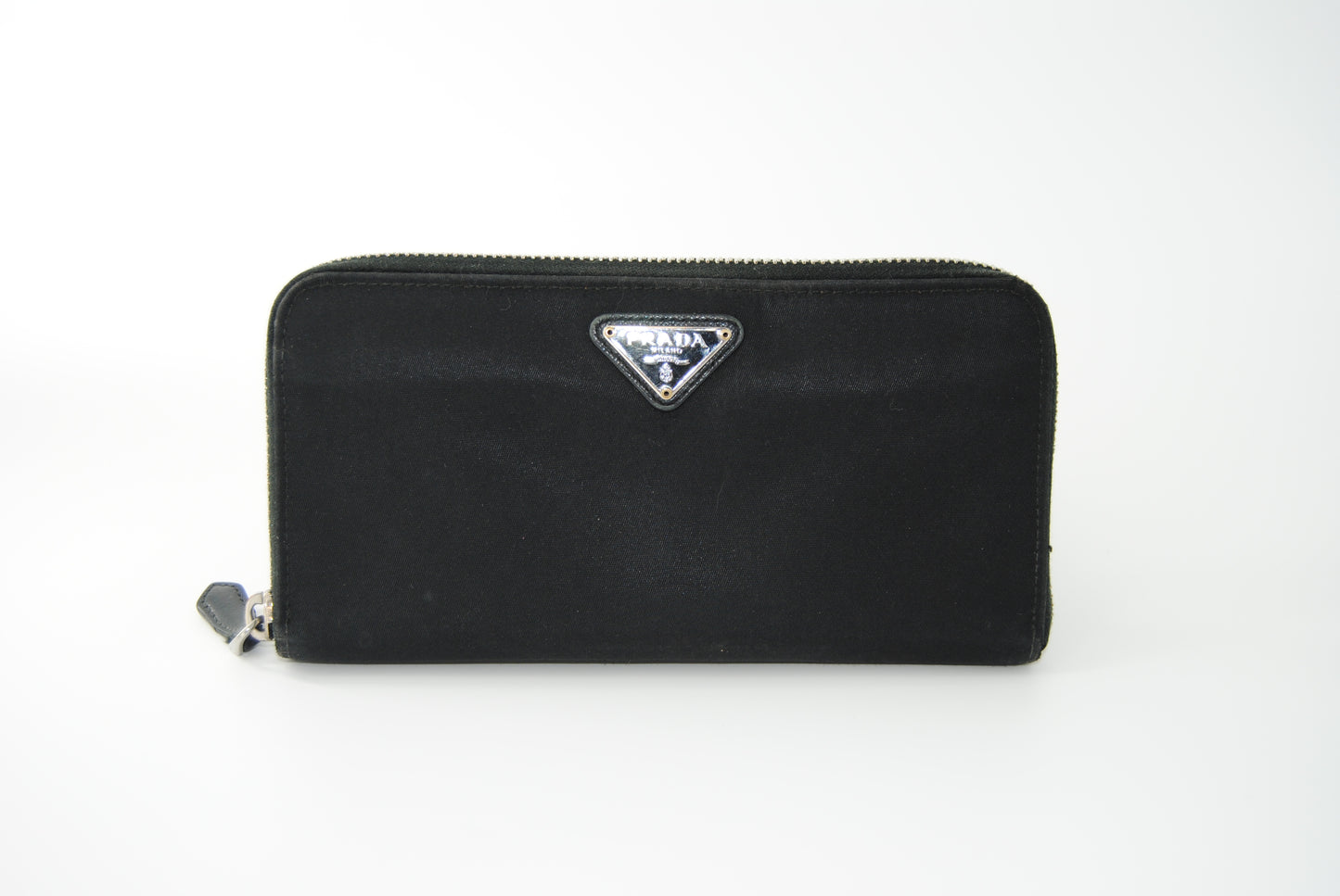 Prada Tessuto Nylon Round Zipper Long Wallet Black