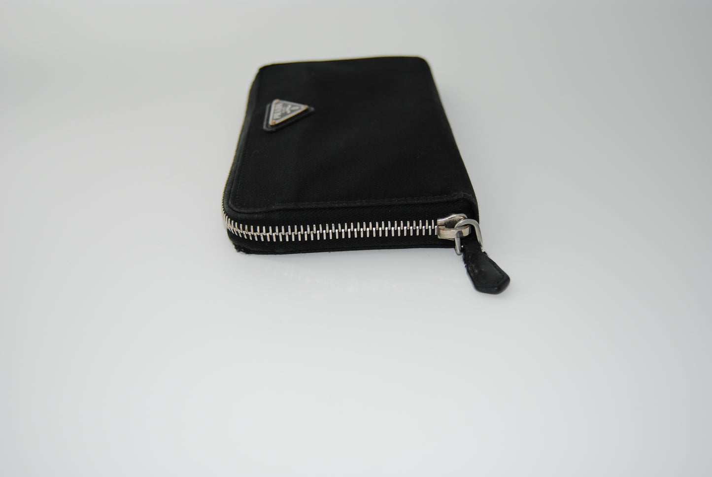 Prada Tessuto Nylon Round Zipper Long Wallet Black