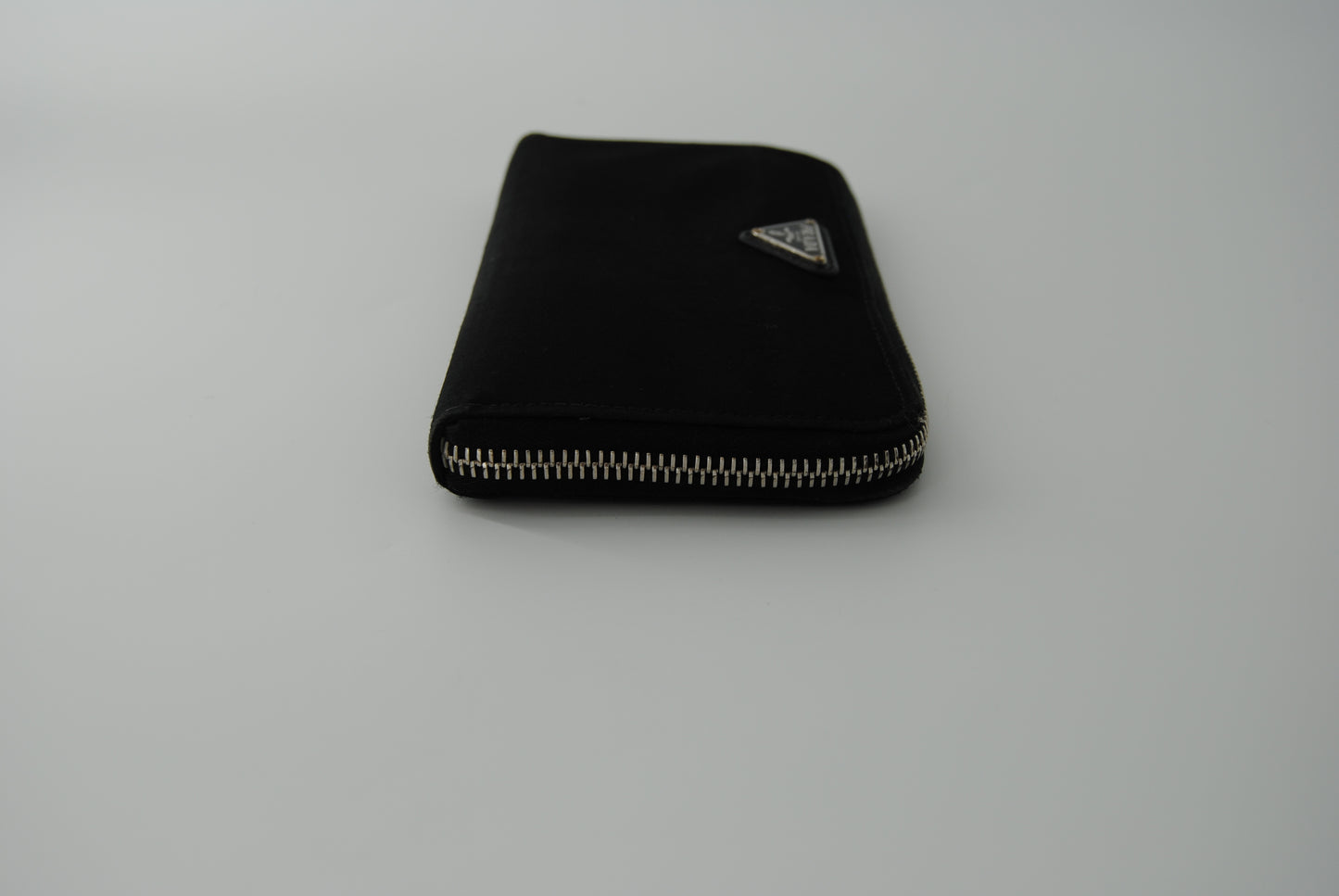 Prada Tessuto Nylon Round Zipper Long Wallet Black